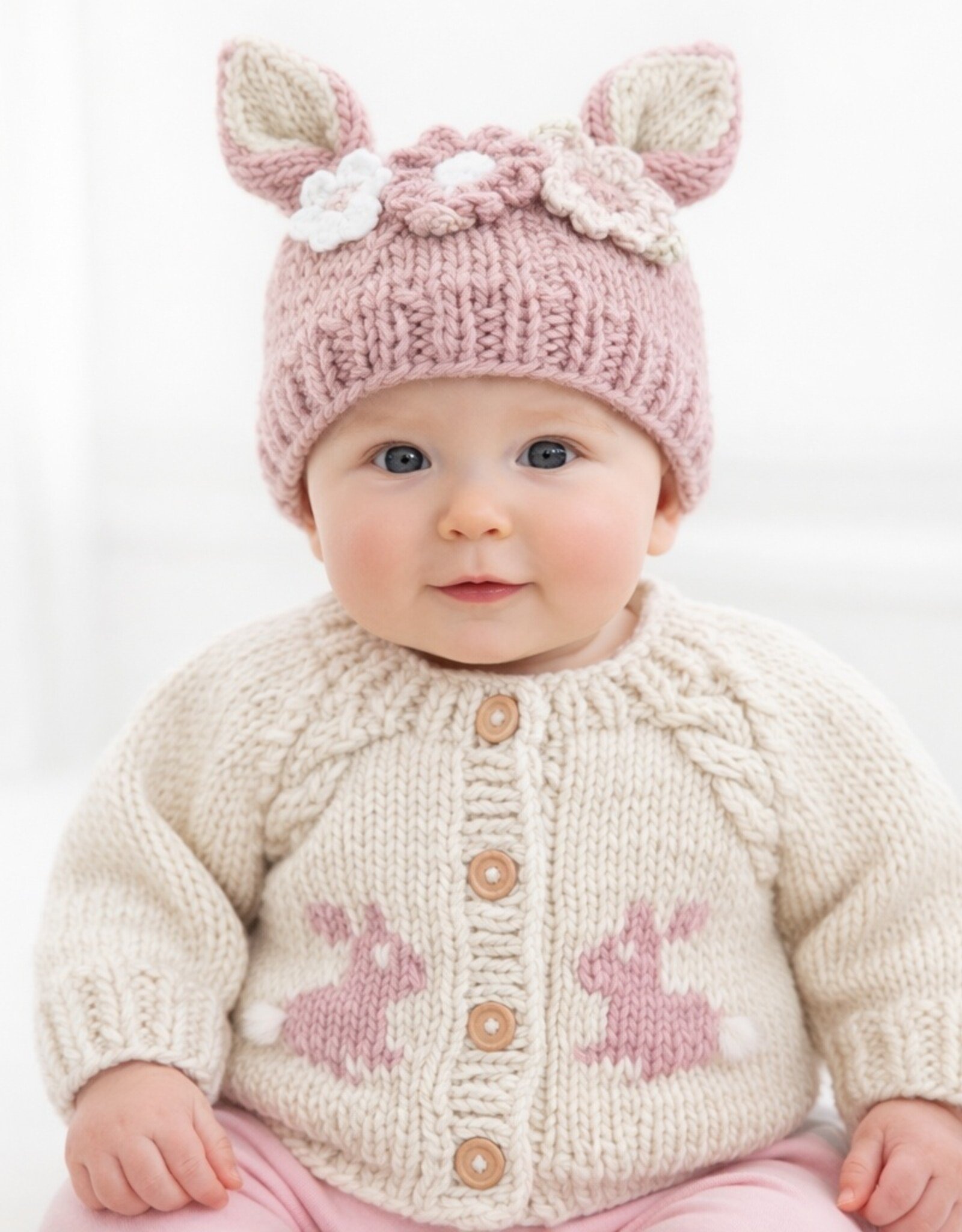 Huggalugs Bunny Cardigan Sweater PINK