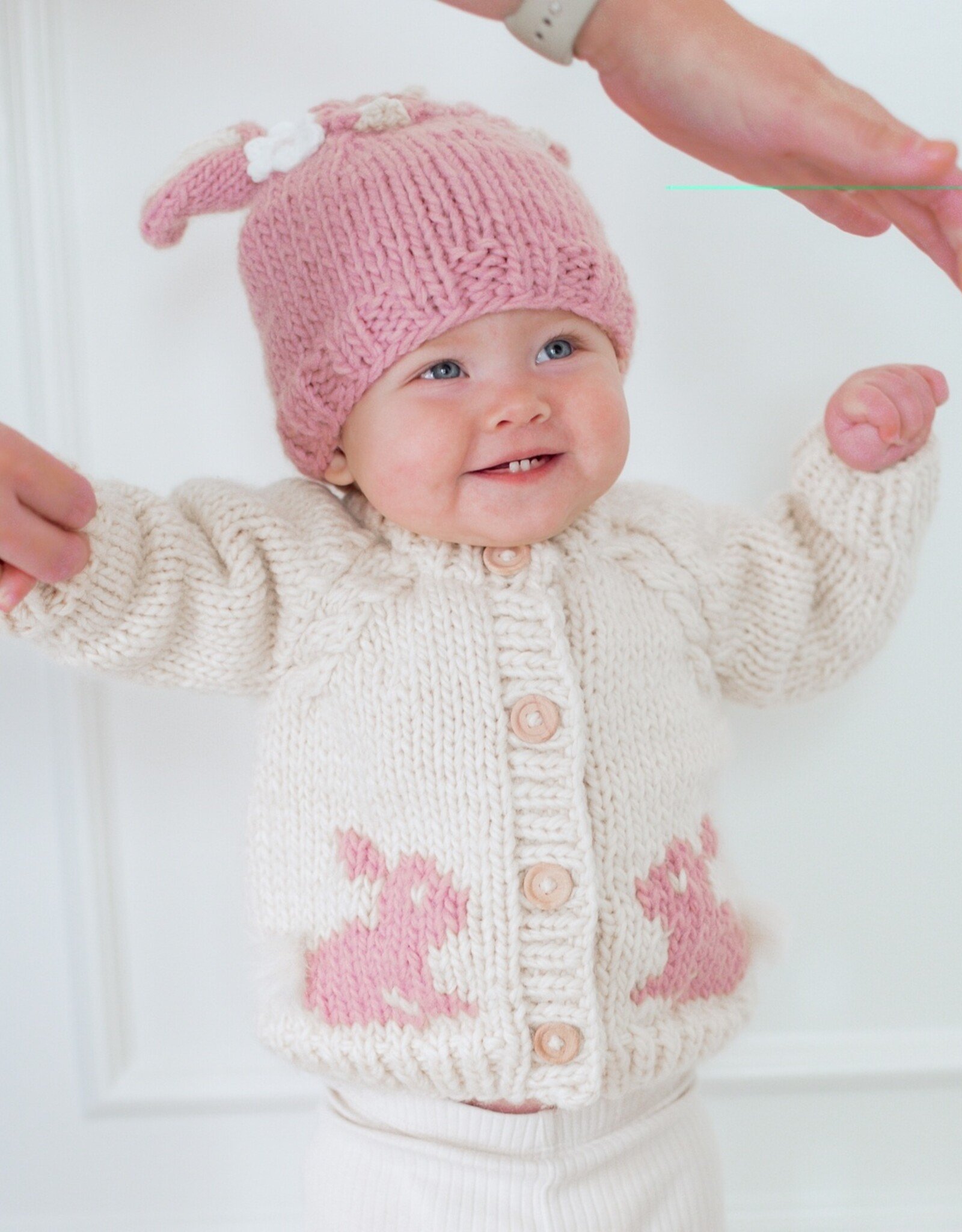 Huggalugs Bunny Cardigan Sweater PINK