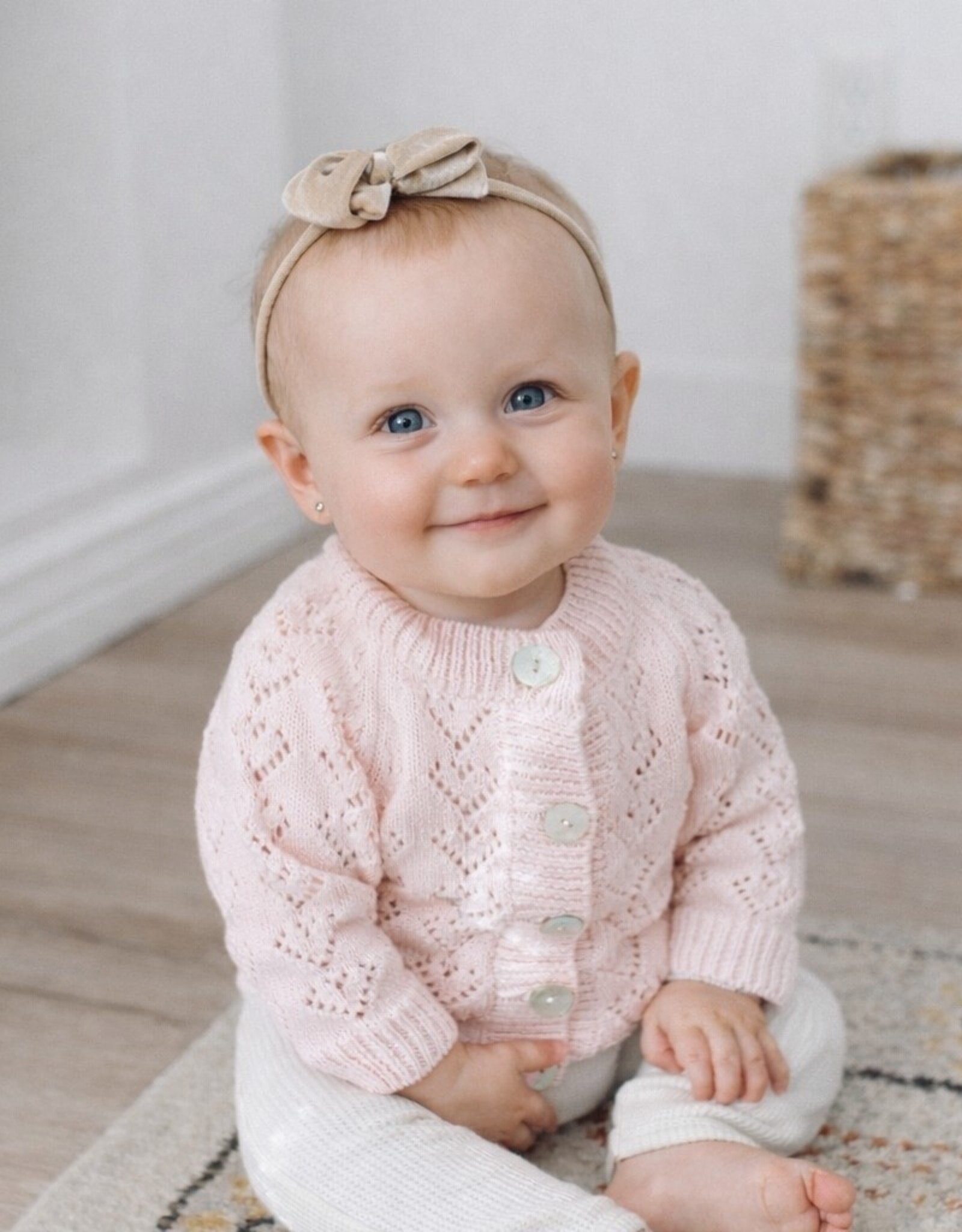 Huggalugs Heart Lace Cardigan Sweater BLUSH