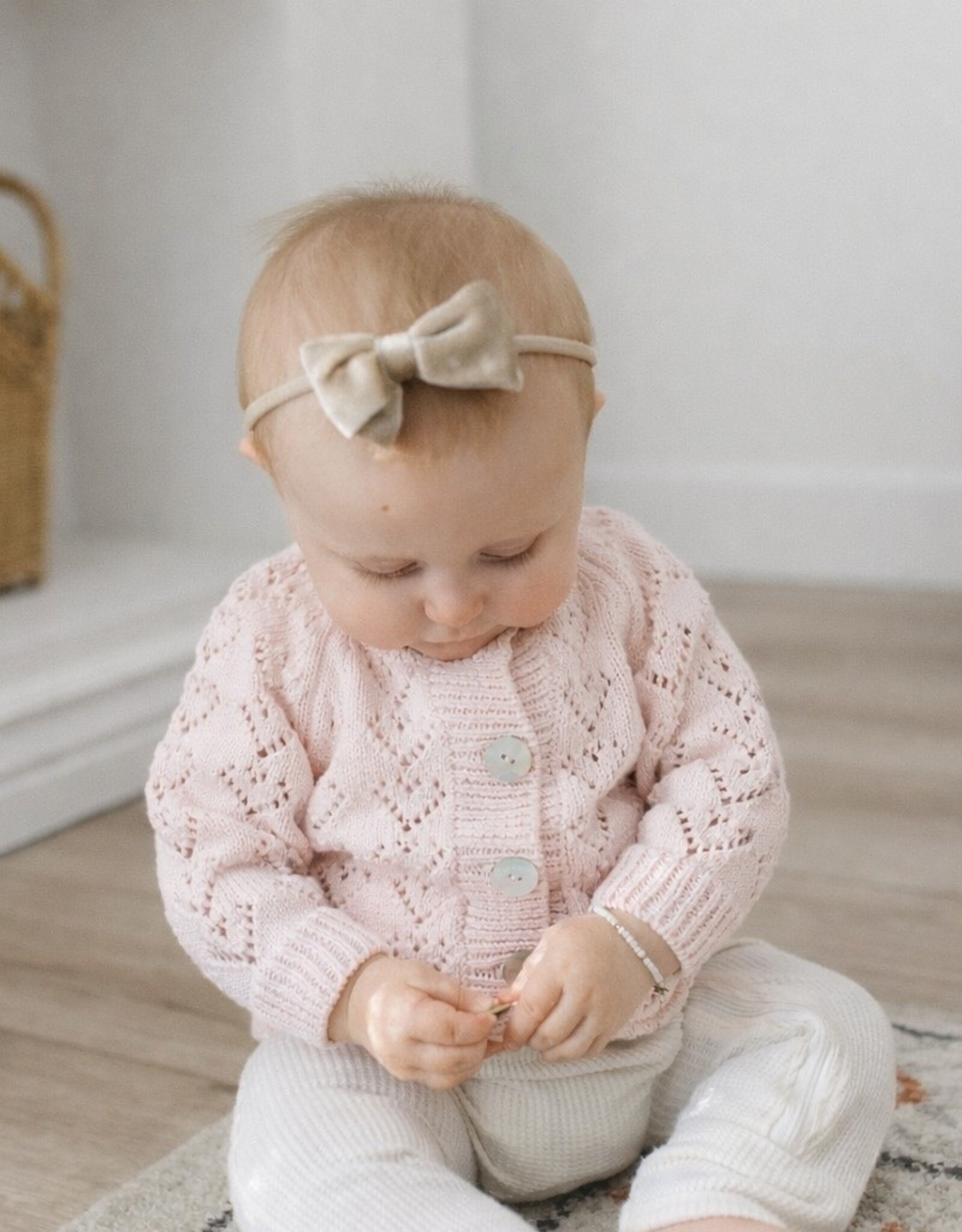 Huggalugs Heart Lace Cardigan Sweater BLUSH