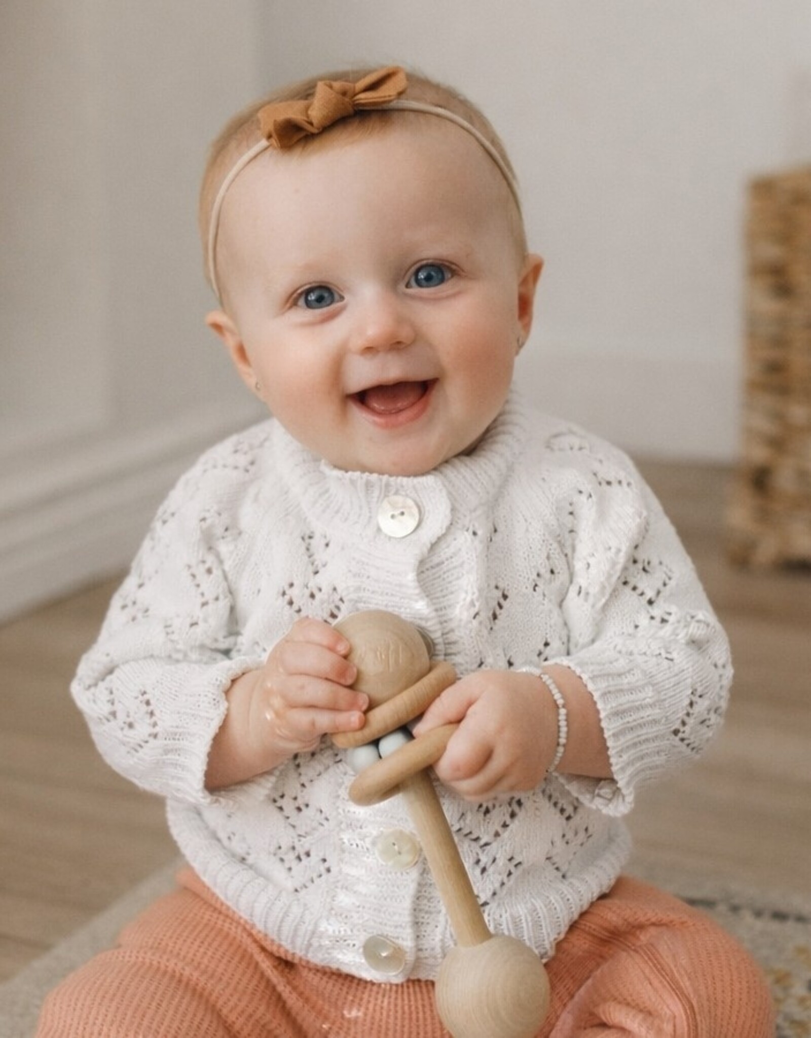 Huggalugs Heart Lace Cardigan Sweater WHITE