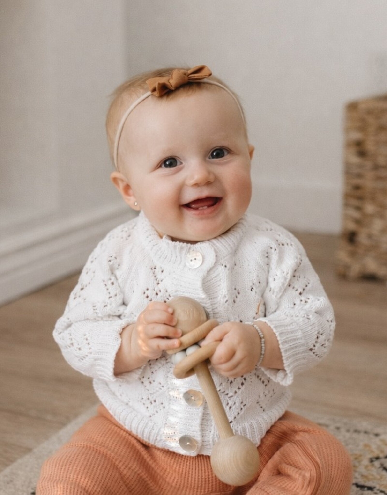 Huggalugs Heart Lace Cardigan Sweater WHITE