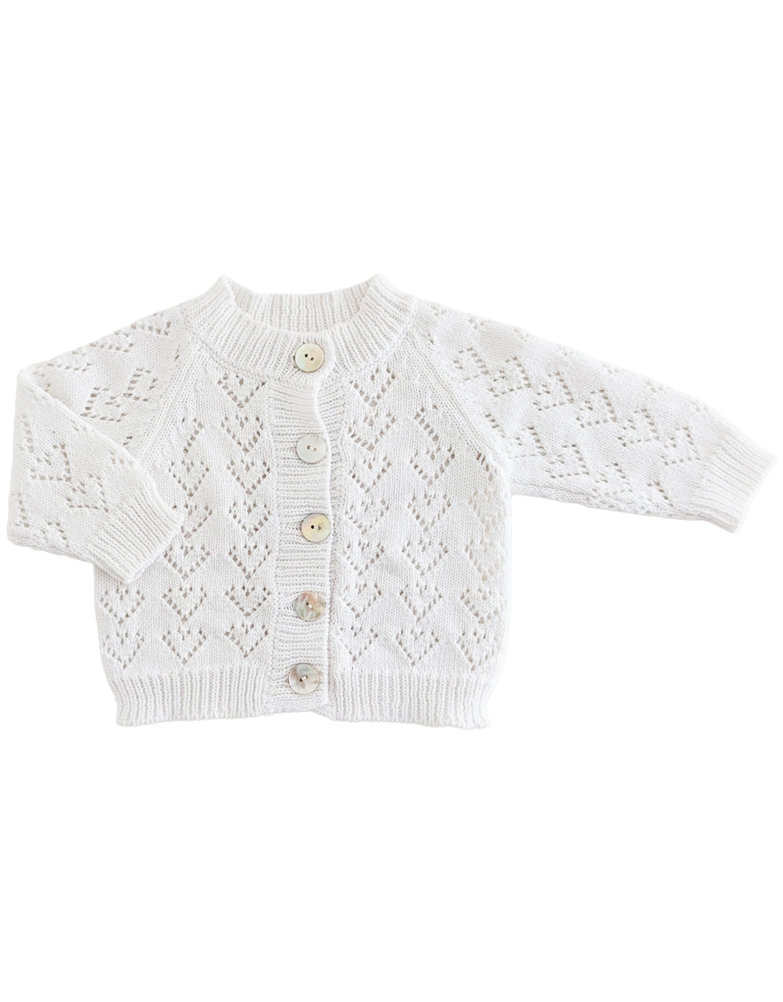 Huggalugs Heart Lace Cardigan Sweater WHITE