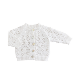 Huggalugs Heart Lace Cardigan Sweater WHITE