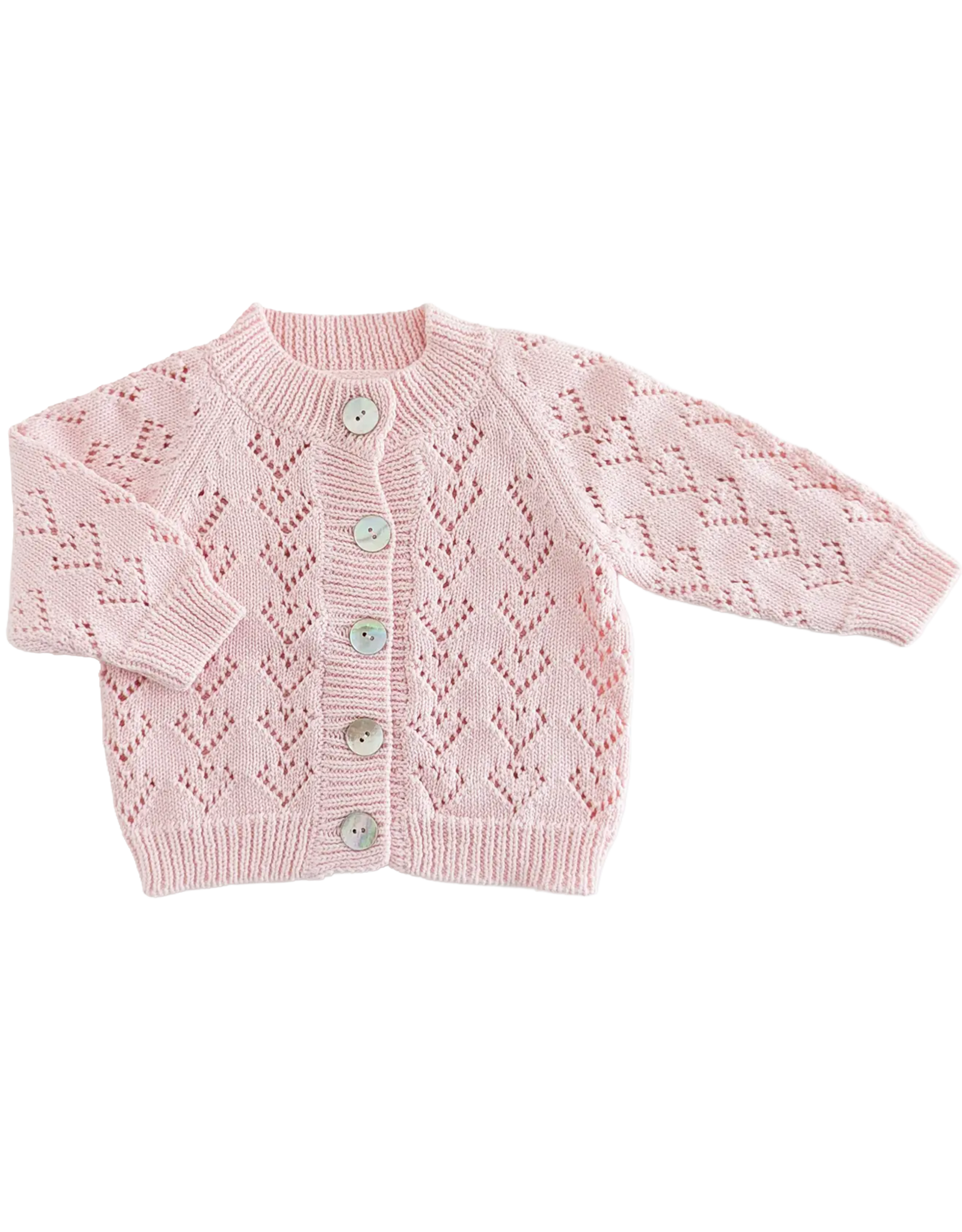 Huggalugs Heart Lace Cardigan Sweater BLUSH