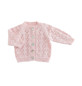 Huggalugs Heart Lace Cardigan Sweater BLUSH