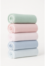 A Soft Idea ASI Swaddle Blanket Pom Pom Fringe White