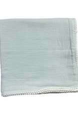 A Soft Idea ASI Swaddle Blanket Pom Pom Fringe Blue