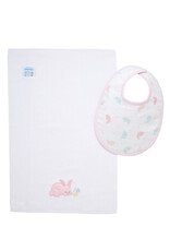 3 Marthas 3M boxed burp/bib set pink bunny