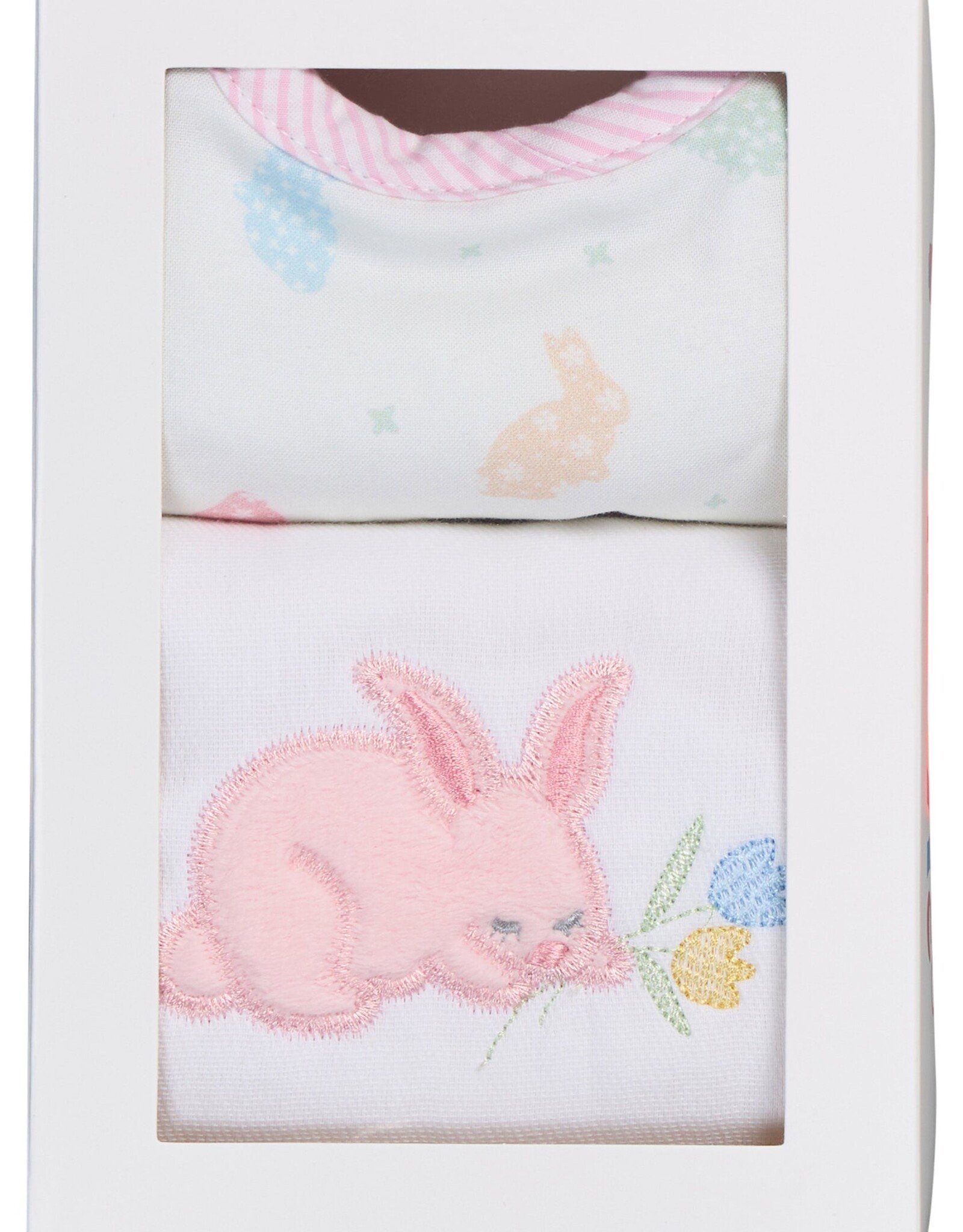 3 Marthas 3M boxed burp/bib set pink bunny