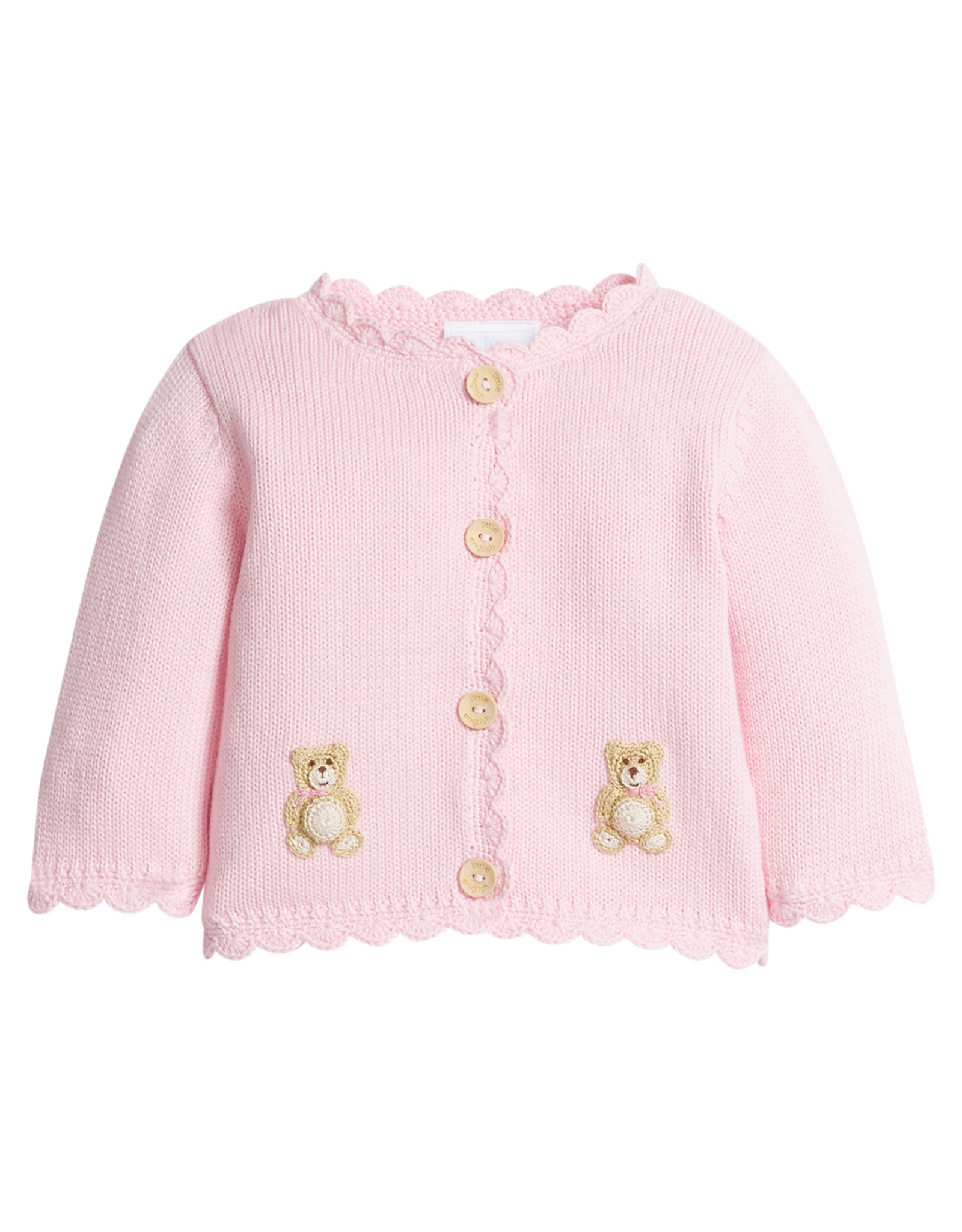 Little English LE Crochet Cardigan Pink Teddy Bear