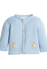 Little English LE Crochet Cardigan Blue Teddy Bear