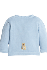 Little English LE Crochet Cardigan Blue Teddy Bear
