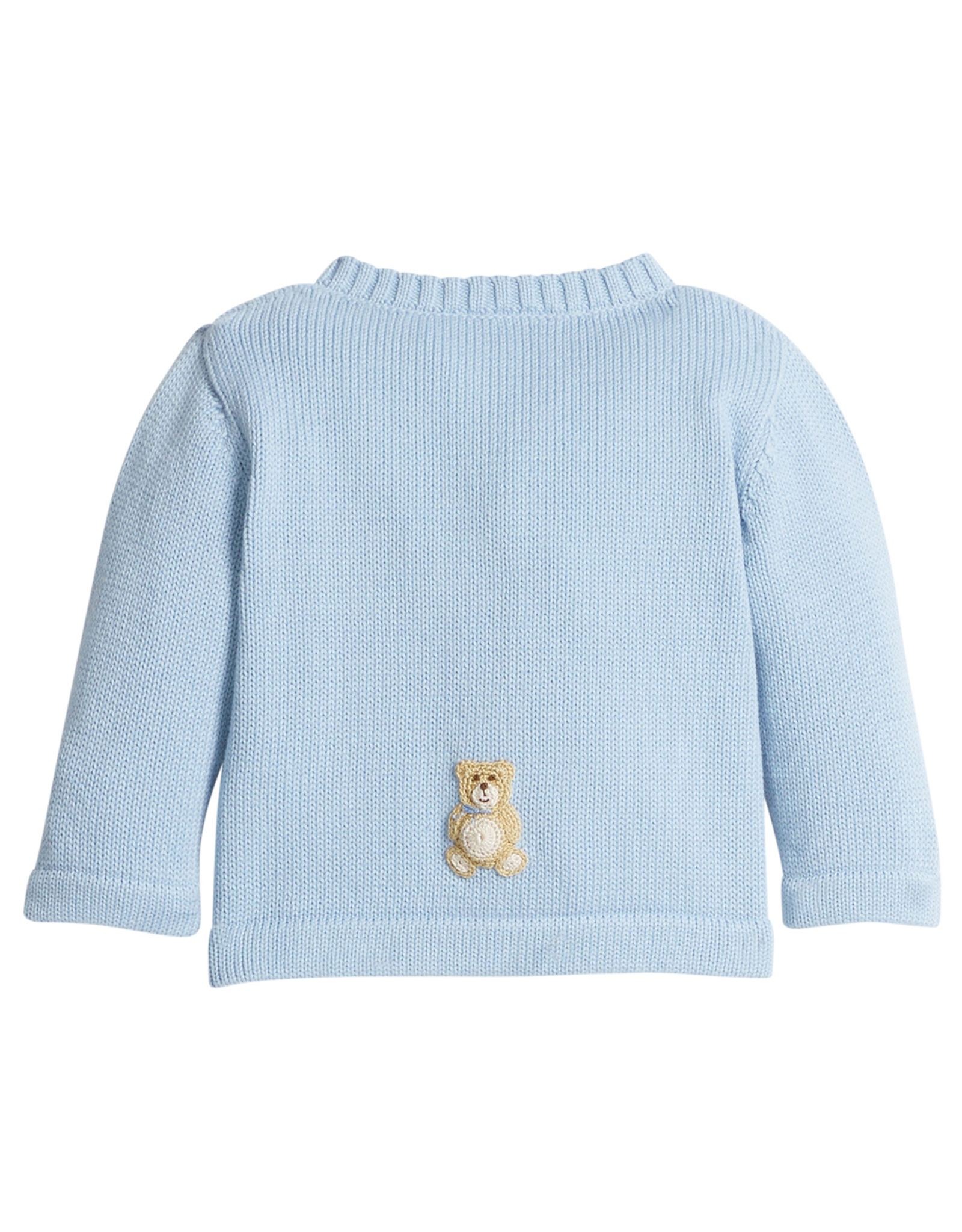 Little English LE Crochet Cardigan Blue Teddy Bear