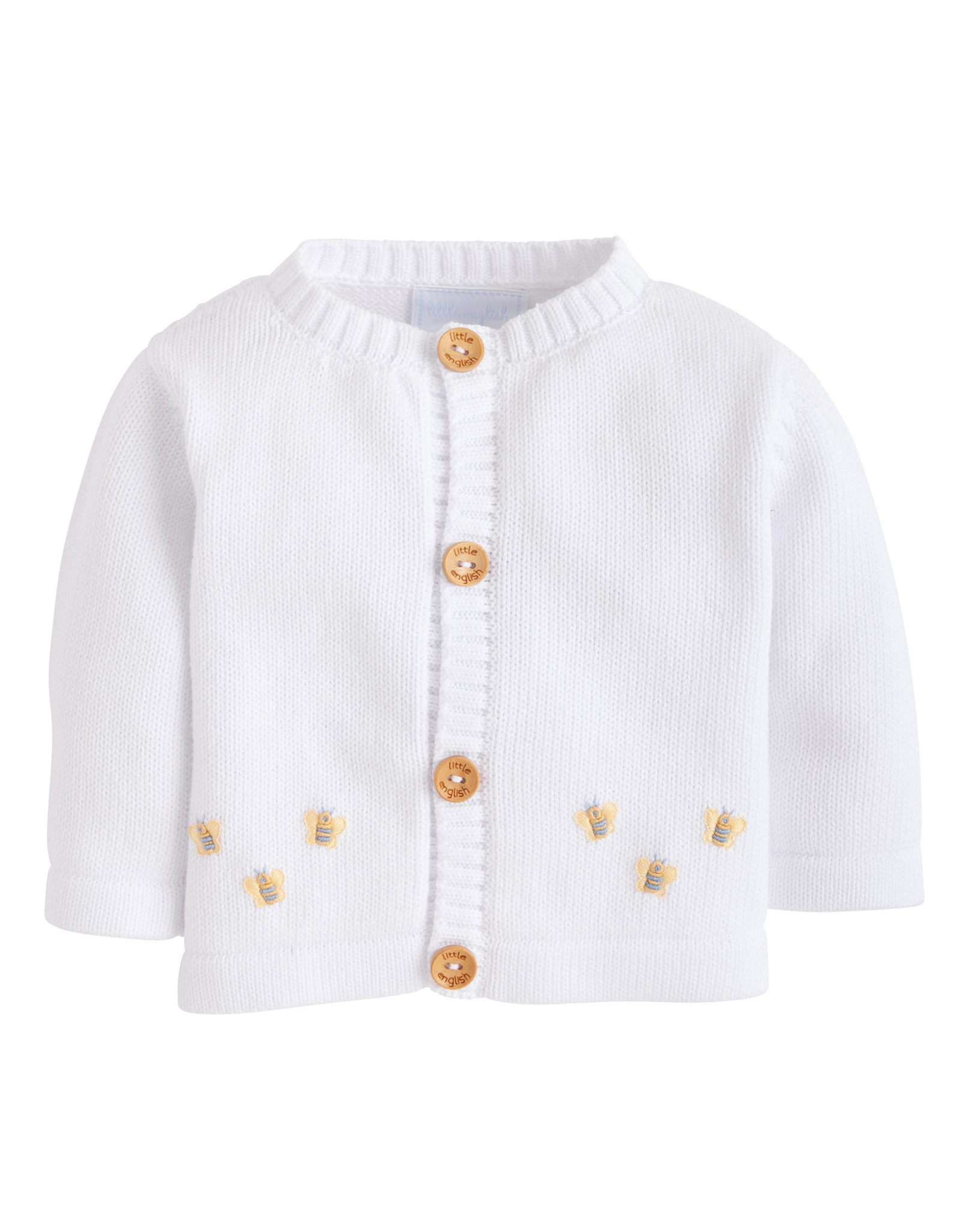 Little English LE Crochet Cardigan White Bee