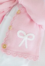 Little English LE Crochet Cardigan Pink Bow