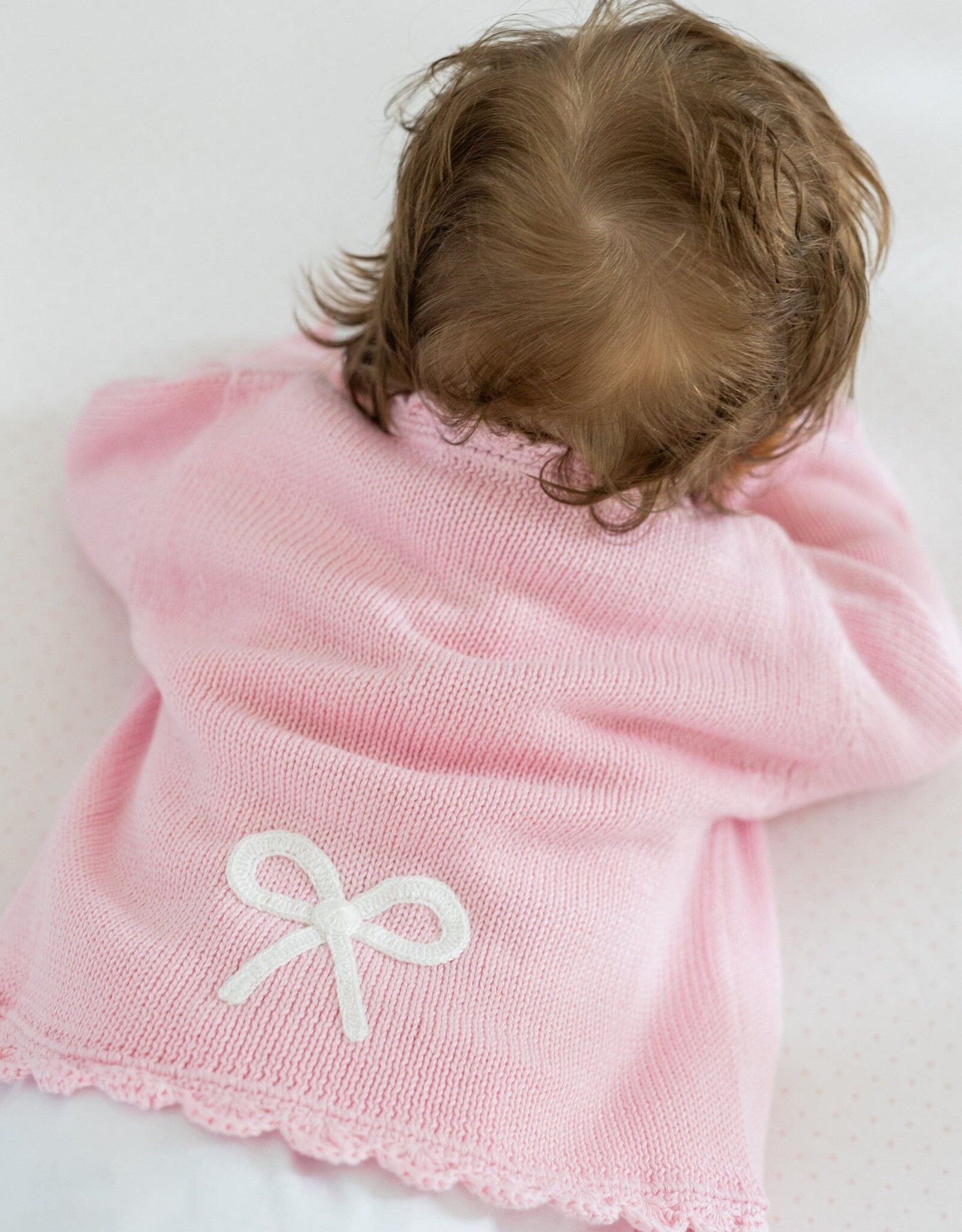 Little English LE Crochet Cardigan Pink Bow