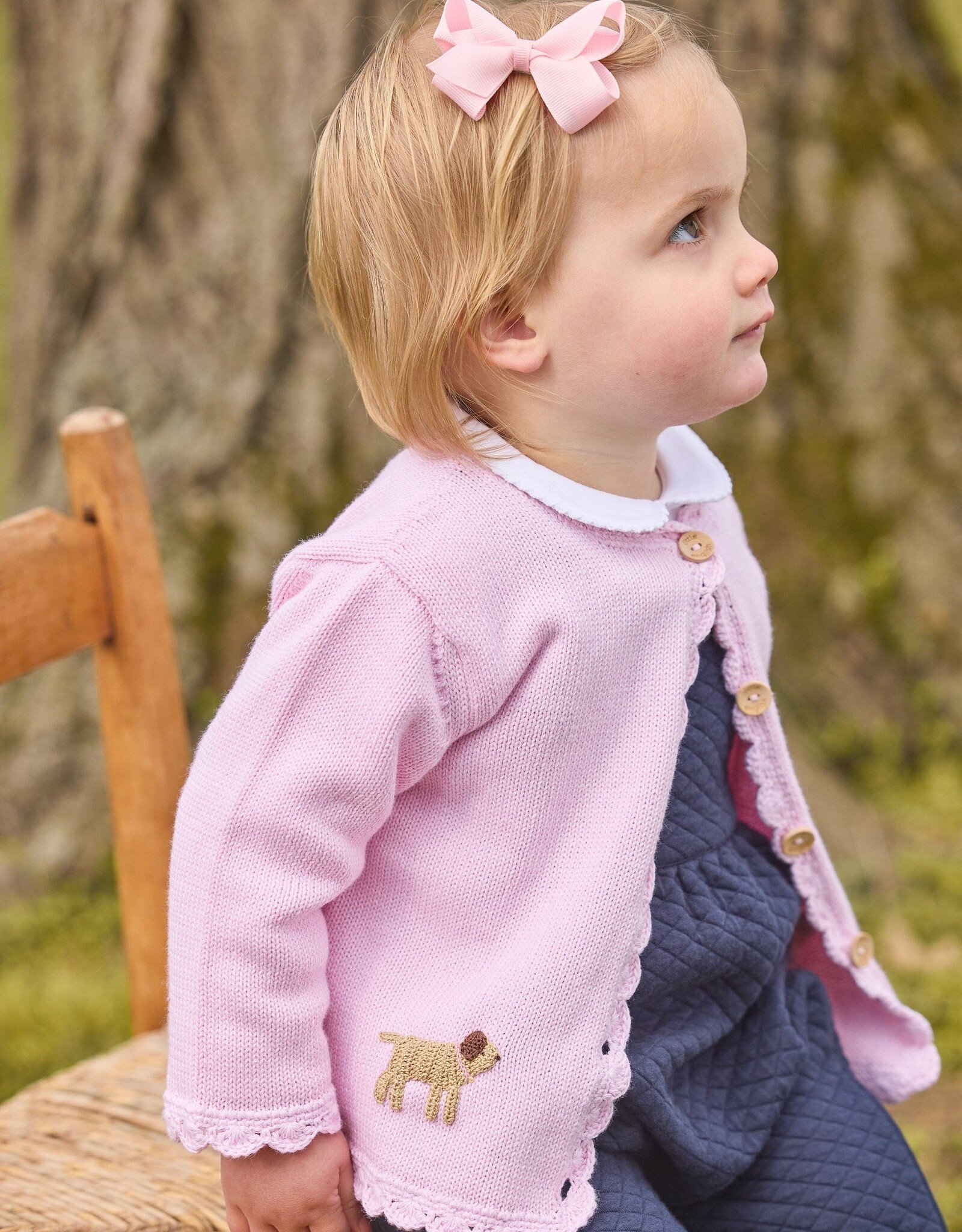 Little English LE Crochet Cardigan Pink Lab