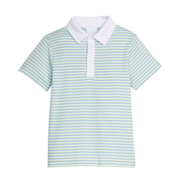 Little English (Size 2T) Short Sleeve Polo Greenview Stripe