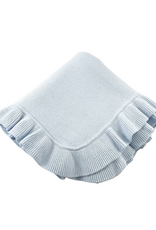 A Soft Idea ASI Cotton Blanket w/ Knitted Scallop Border Blue