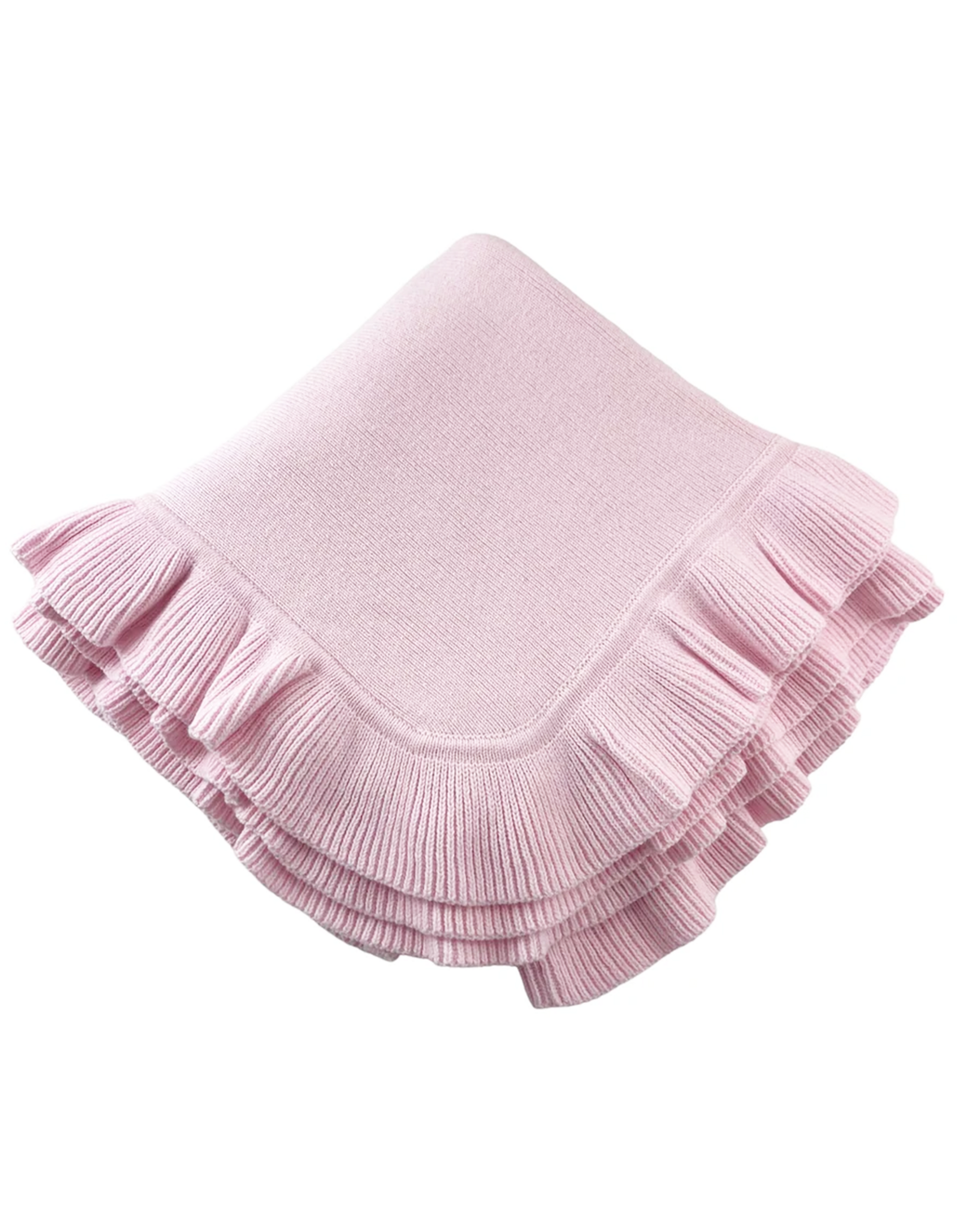 A Soft Idea ASI Cotton Blanket w/ Knitted Scallop Border Pink