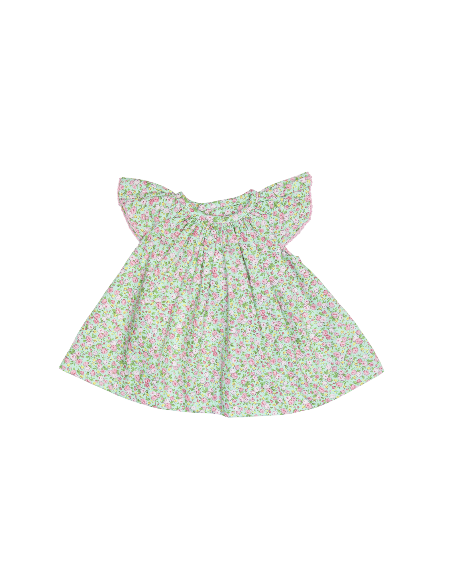 Petit Ami Smocked Doll Dress Mint Floral