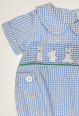 Delaney 27 Blue Check Smocked Bunny Bubble