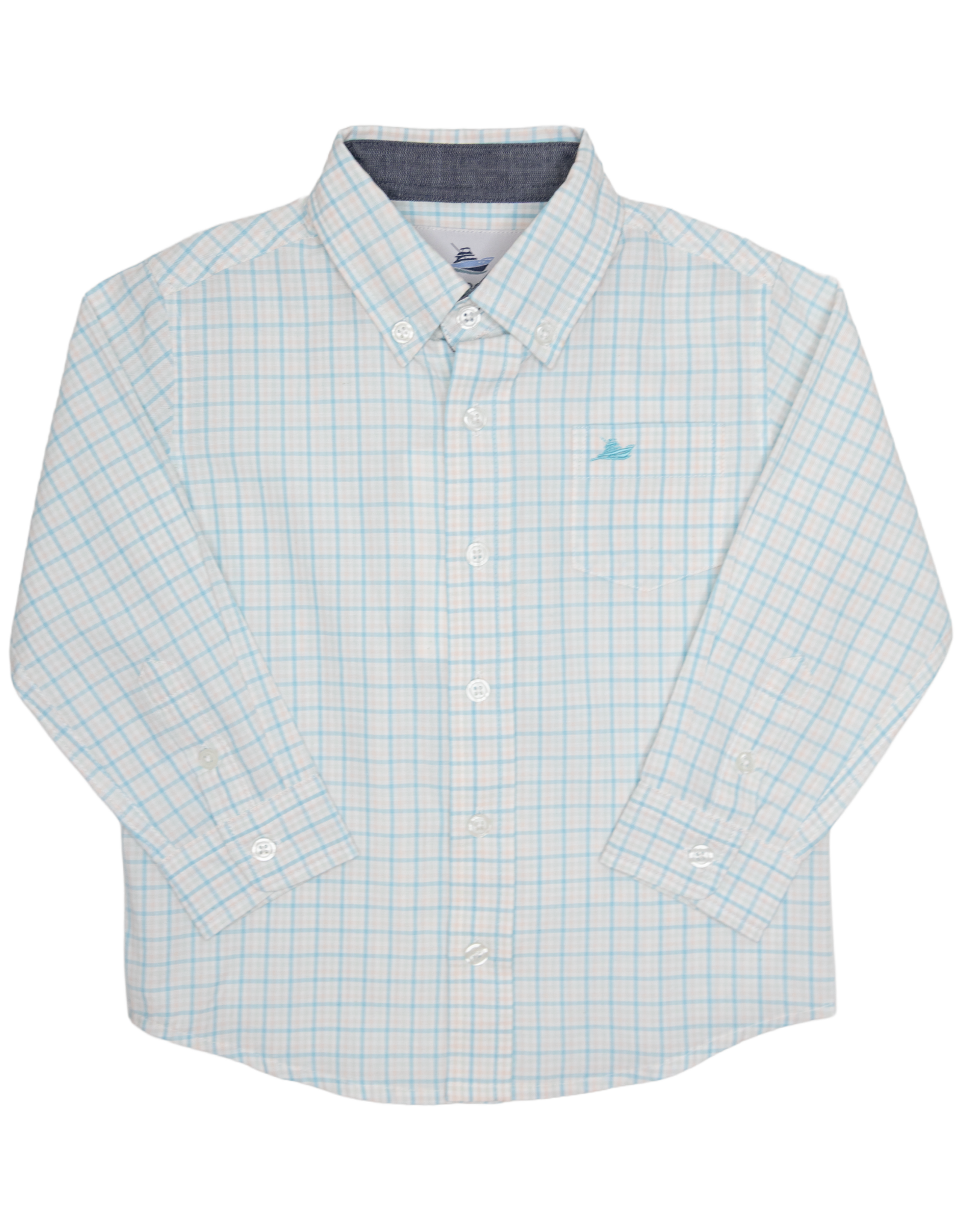 South Bound SBound Dress Shirt 4311 Aqua/Peach Check