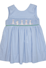 Delaney 24 Blue Gingham Smocked Bunny Dress