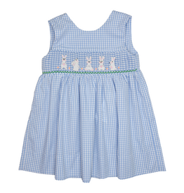 Delaney Blue Gingham Smocked Bunny Dress