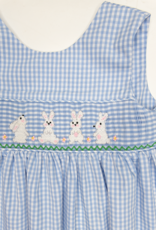 Delaney 24 Blue Gingham Smocked Bunny Dress