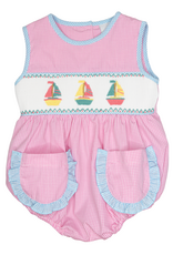 Delaney 100 Pink Check Sail Away Smocked Bubble