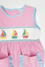 Delaney 100 Pink Check Sail Away Smocked Bubble