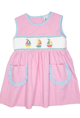 Delaney 99 Pink Check Sail Away Smocked Dress