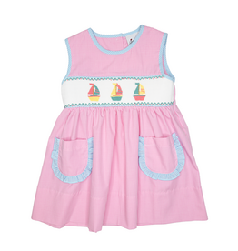 Delaney Pink Check Sail Away Smocked Dress