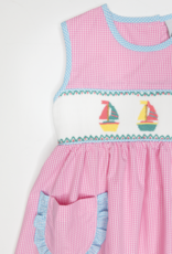 Delaney 99 Pink Check Sail Away Smocked Dress