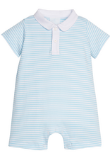 Little English LES26 Peter Pan Polo Romper Sky Blue Stripe