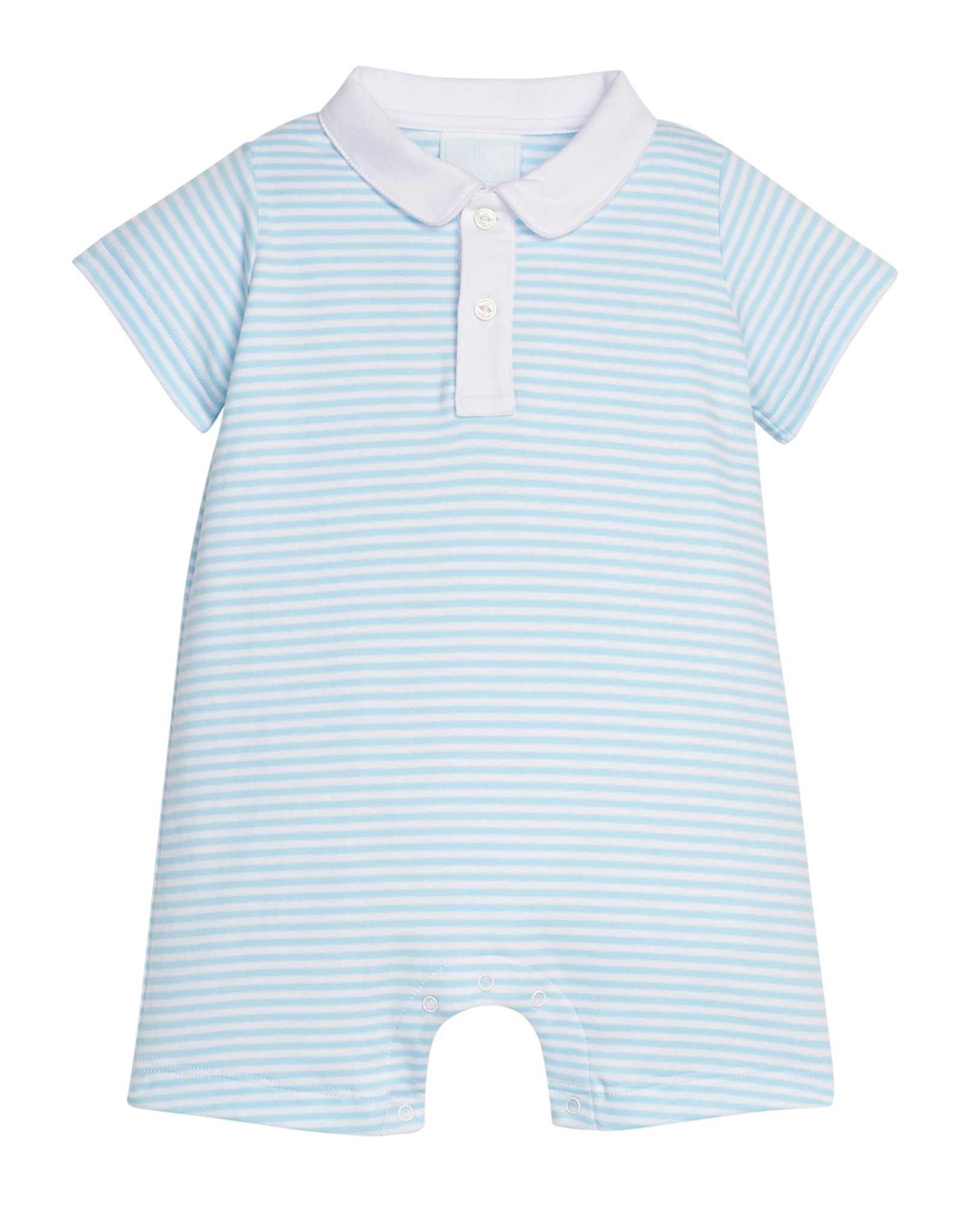 Little English LES26 Peter Pan Polo Romper Sky Blue Stripe