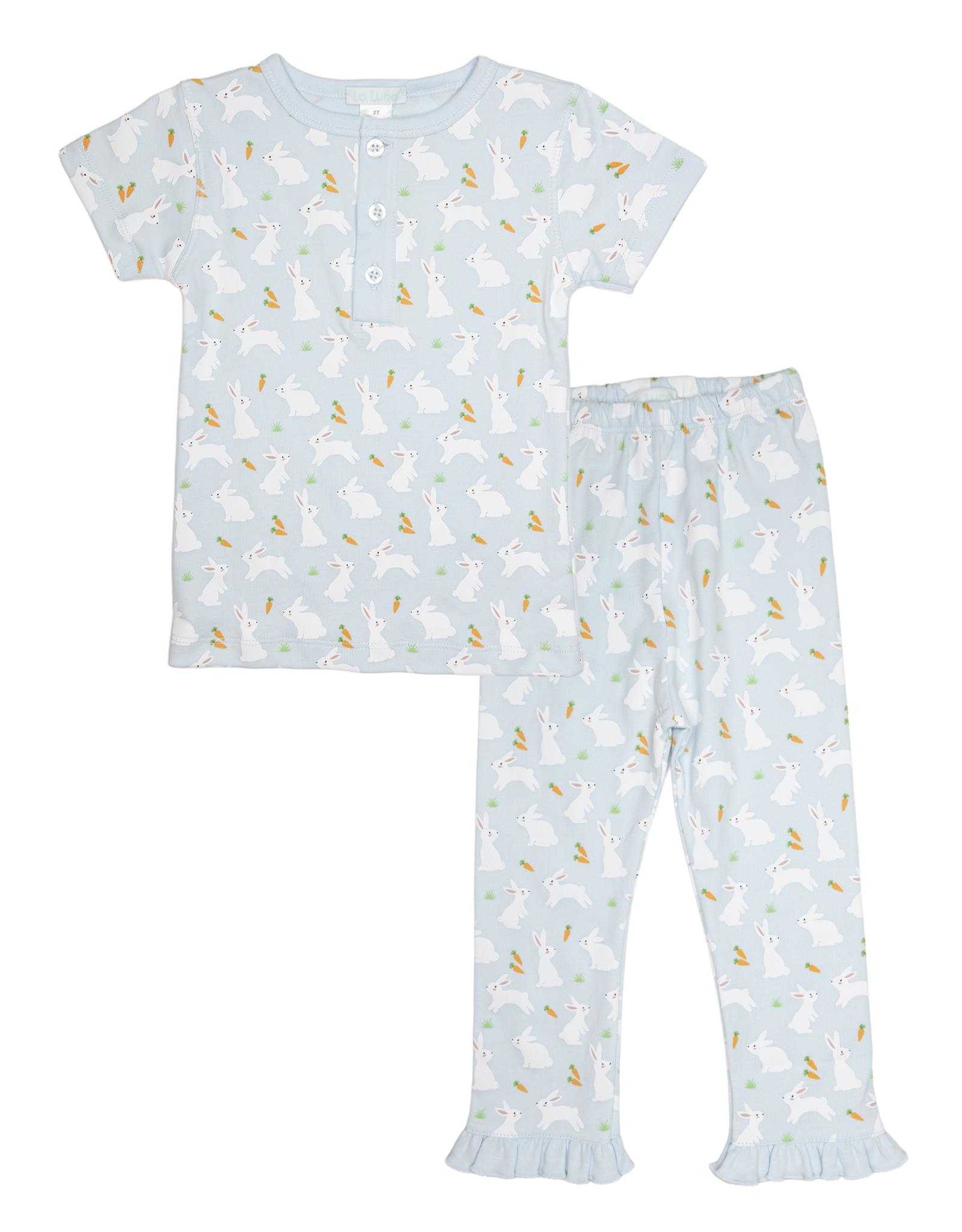 Lulu Bebe LBS26 BLUE Bunny Carrot Ruffle PJ