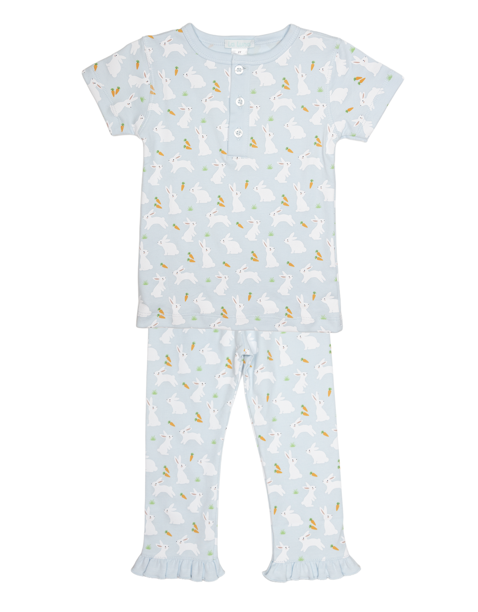 Lulu Bebe LBS26 BLUE Bunny Carrot Ruffle PJ