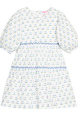 Bisby Madaket Dress Blue Tulip Block Print