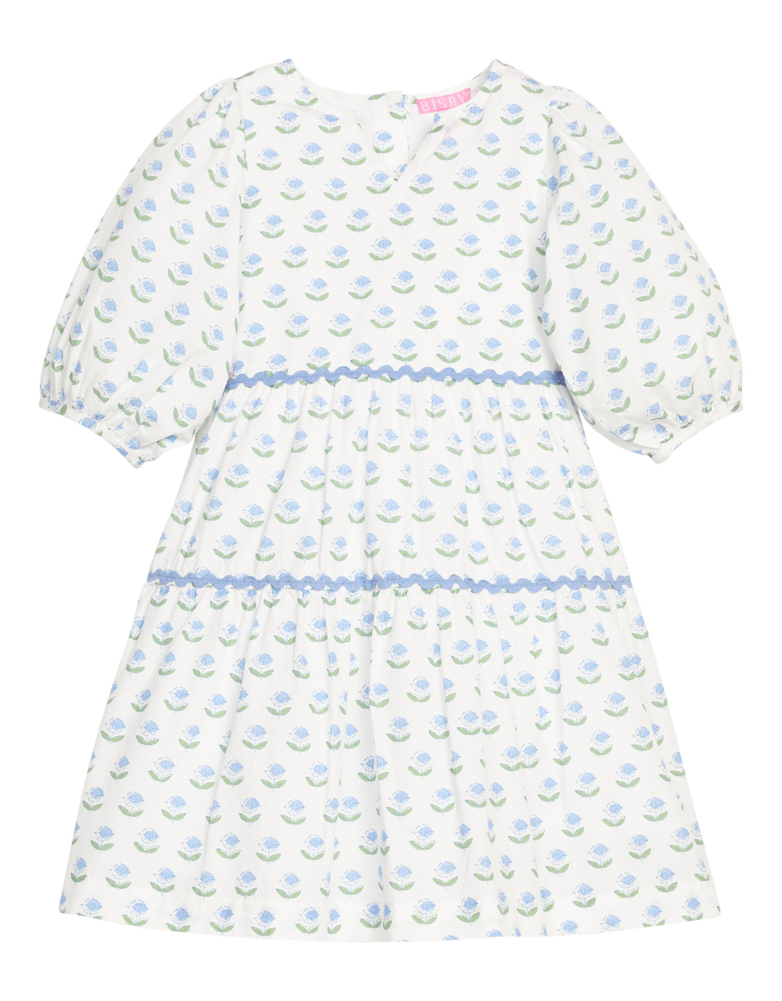 Bisby Madaket Dress Blue Tulip Block Print