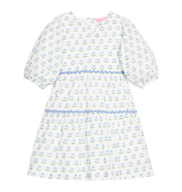 Bisby Madaket Dress Blue Tulip Block Print