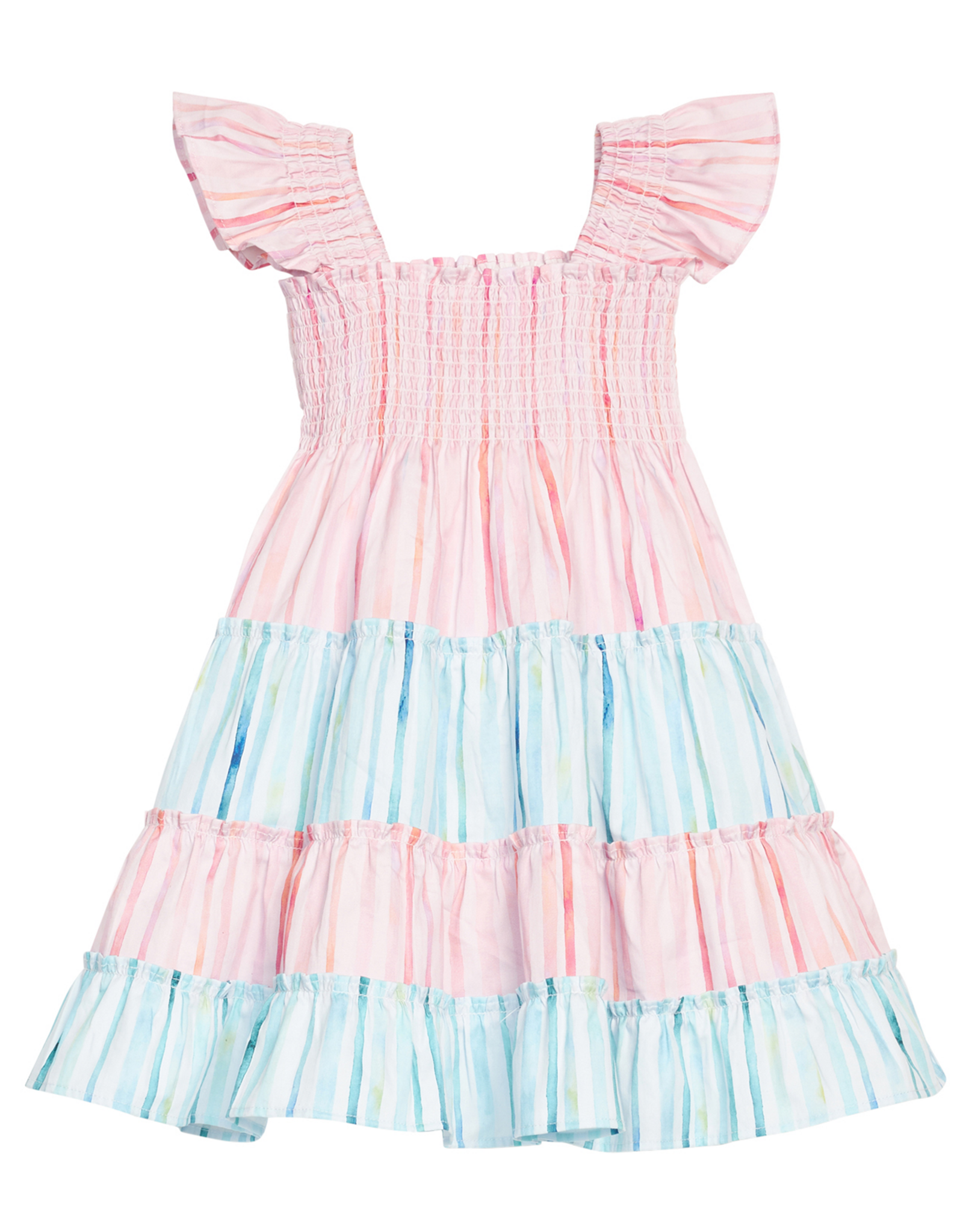 Bisby Twirl Dress Watercolor Multi Stripe