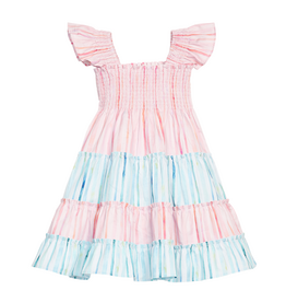 Bisby Twirl Dress Watercolor Multi Stripe (Size 7)