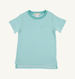 TBBC Carter Crewneck w/pocket Turks Teal Stripe
