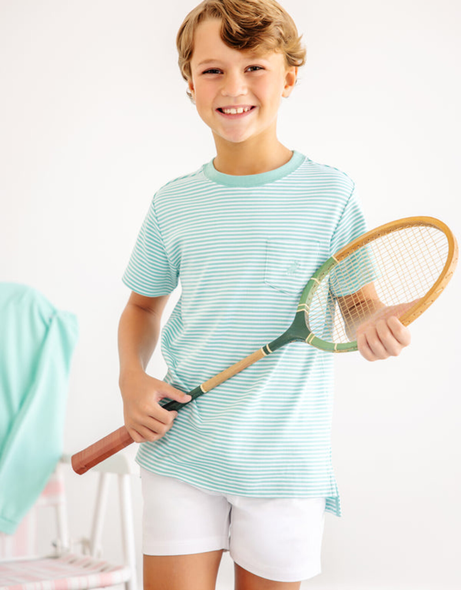 TBBC Carter Crewneck w/pocket Turks Teal Stripe