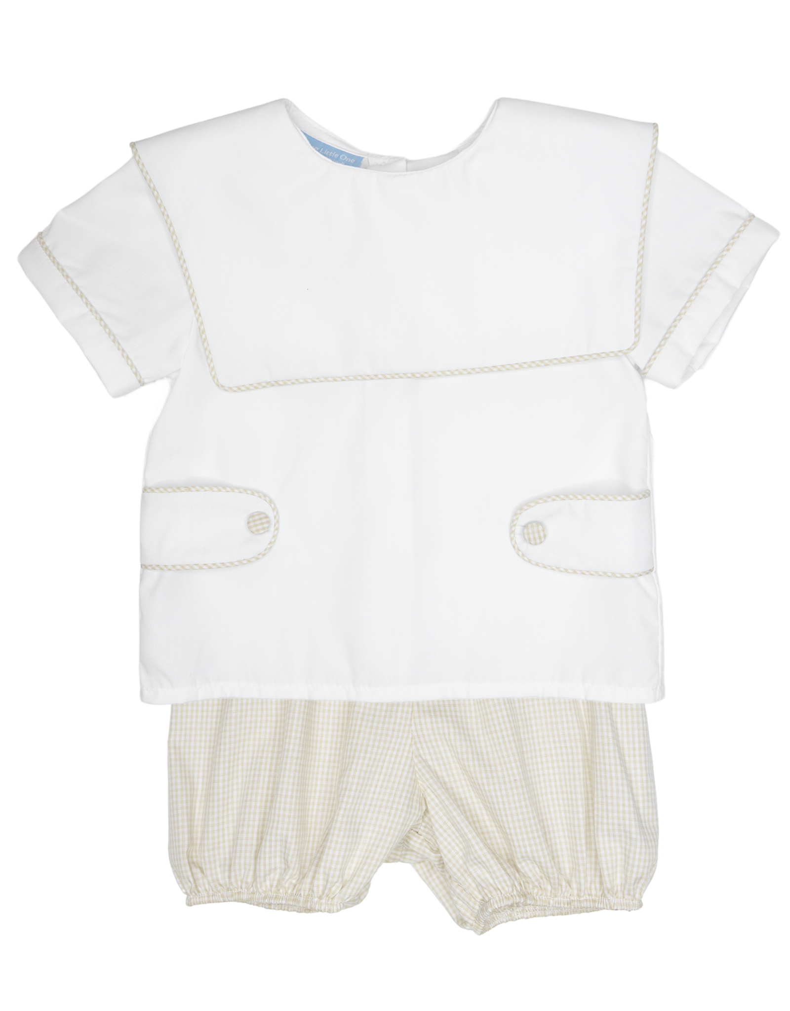 Charming Little One GQ1443 Light Tan Check Alex Short Set