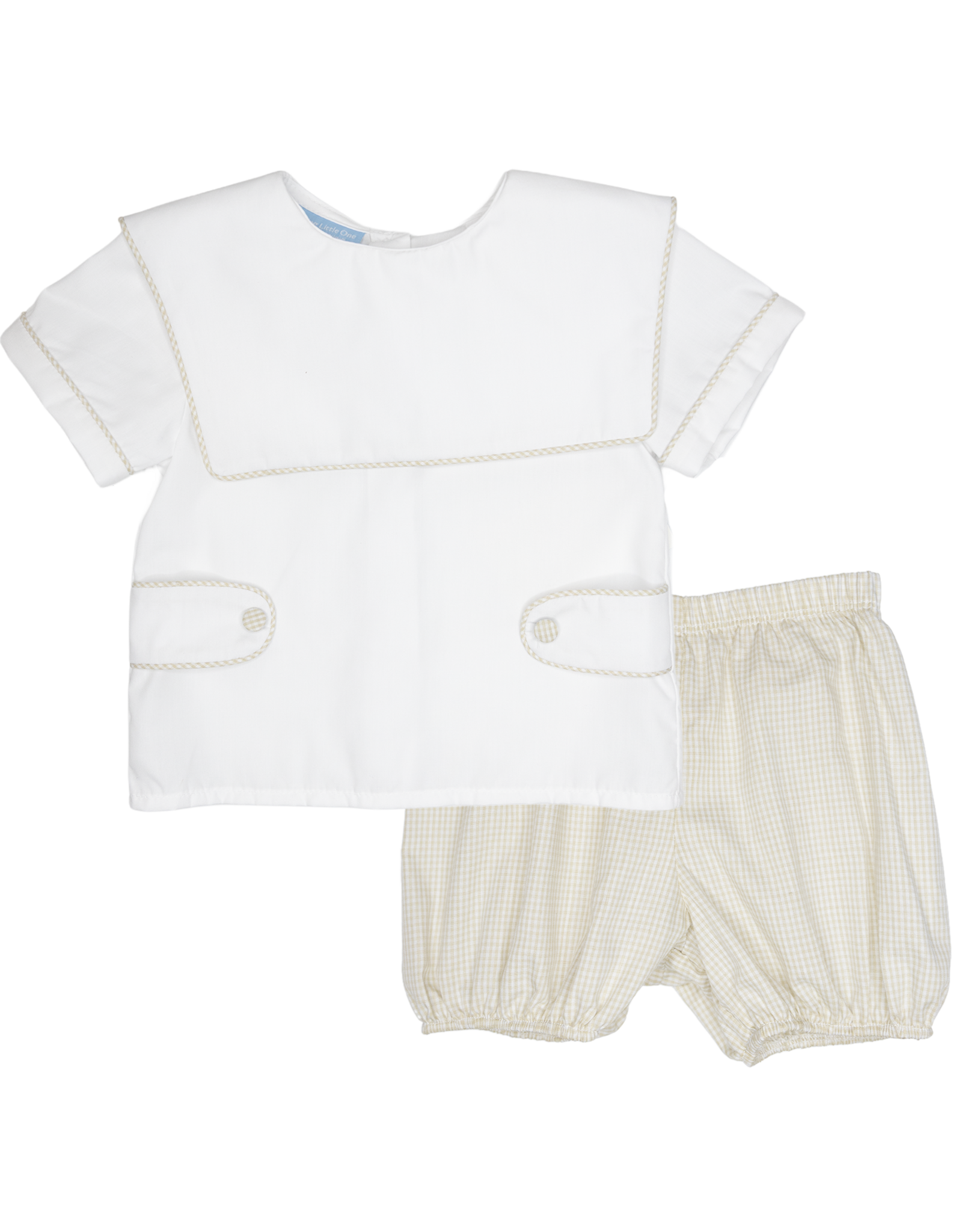 Charming Little One GQ1443 Light Tan Check Alex Short Set