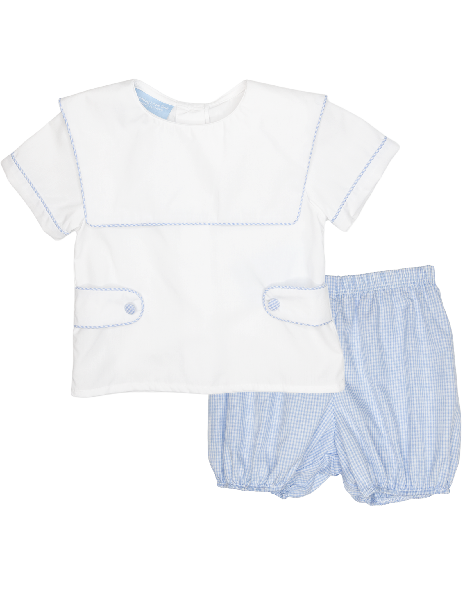 Charming Little One GQ1417 Blue Check Lukas Short Set